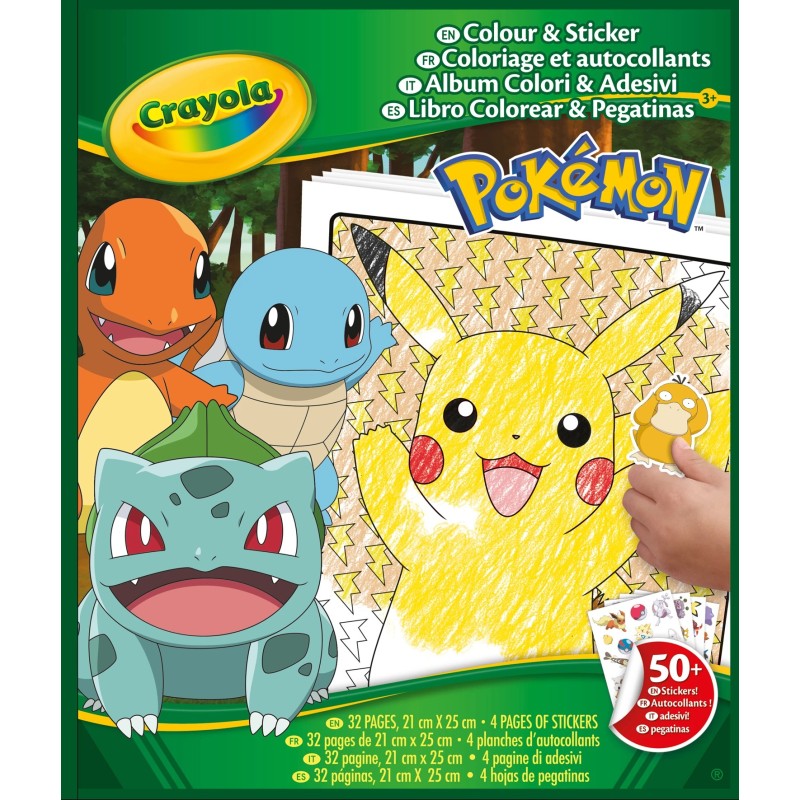 Libro da colorare con adesivi Pokémon