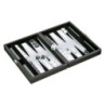 Backgammon gris - Tinos - petit - similicuir - magnétique
