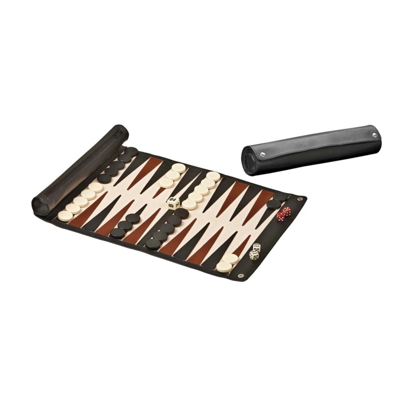 Backgammon da viaggio arrotolabile - similpelle