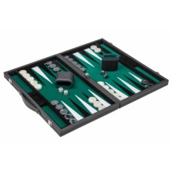 Backgammon - noir - vert - grand - similicuir