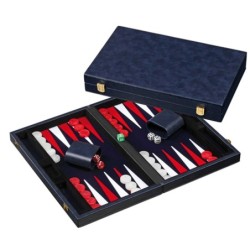 Backgammon blu - medio - similpelle