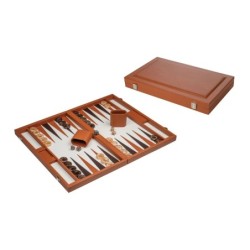 Backgammon braun, gross, Kunstleder