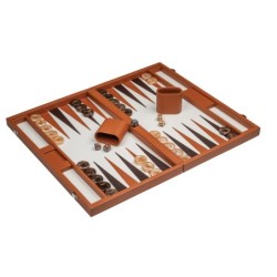 Backgammon marron - grand - similicuir