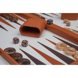 Backgammon marron - grand - similicuir