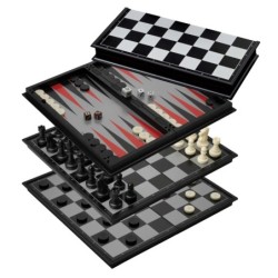 Set d'échecs-Backgammon-Dames - case 37mm