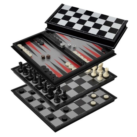 Set d'échecs-Backgammon-Dames - case 37mm