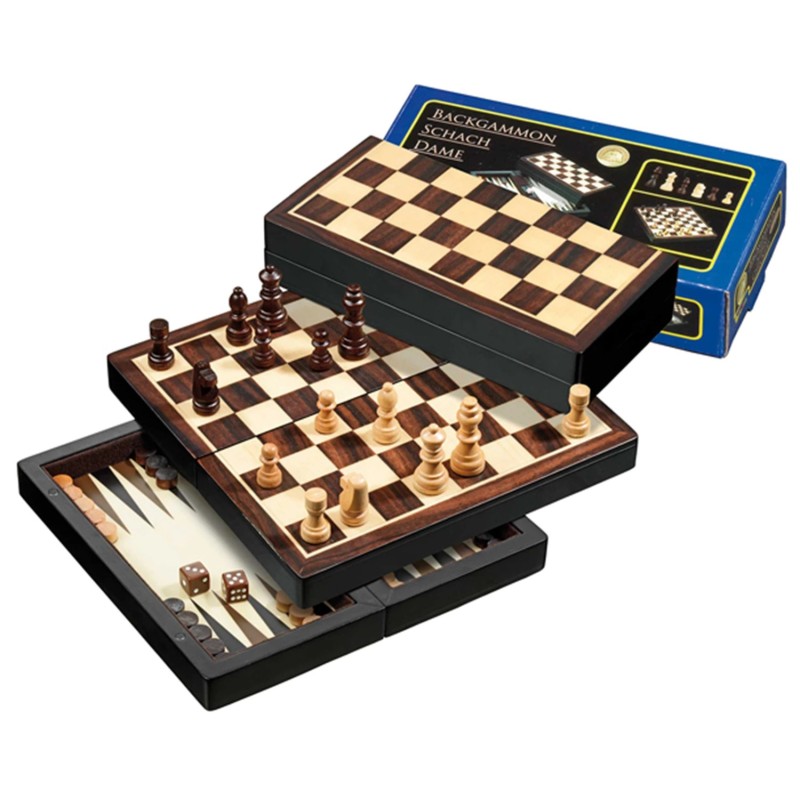 Set de voyage Échecs-Backgammon-Dames - magnétique