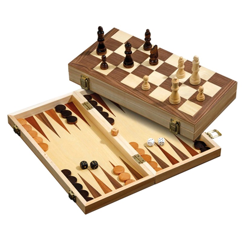 Set d'échecs-Backgammon-Dames - case 40mm