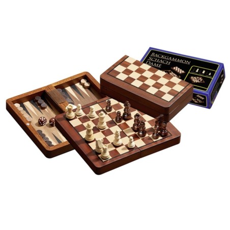 Schach Backgammon Dame Set, Reise, Feld 18mm