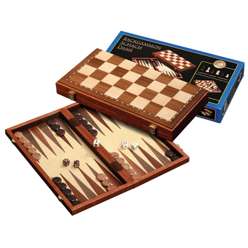 Set d'échecs-Backgammon-Dames - case 43mm - magnétique