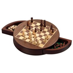 Coffret d'échecs rond - case 25mm - magnétique
