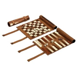 Set de voyage Echecs-Backgammon-Dames - similicuir