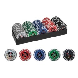 100 Pokerchips mit Kunststoff-Halter