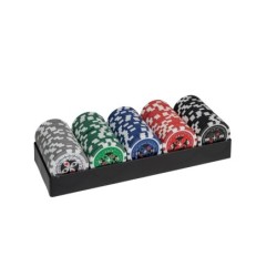 100 Pokerchips mit Kunststoff-Halter