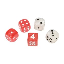 Würfel-Set für Backgammon, Kunststoff, rot und weiss