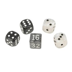 Würfel-Set für Backgammon, Kunststoff, schwarz und weiss