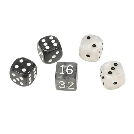 Würfel-Set für Backgammon, Kunststoff, schwarz und weiss