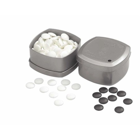 Pions de Go de verre, set noir/blanc