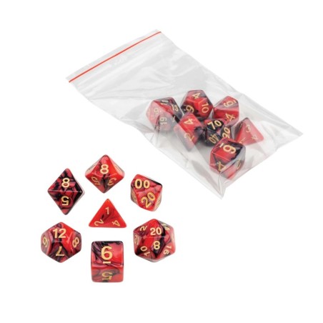 Dés - oblivion - rouge -7pièces