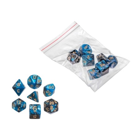 Würfel, oblivion, blau, 7er Beutel