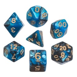 Würfel, oblivion, blau, 7er Beutel