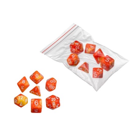 Dés - oblivion - orange -7pièces