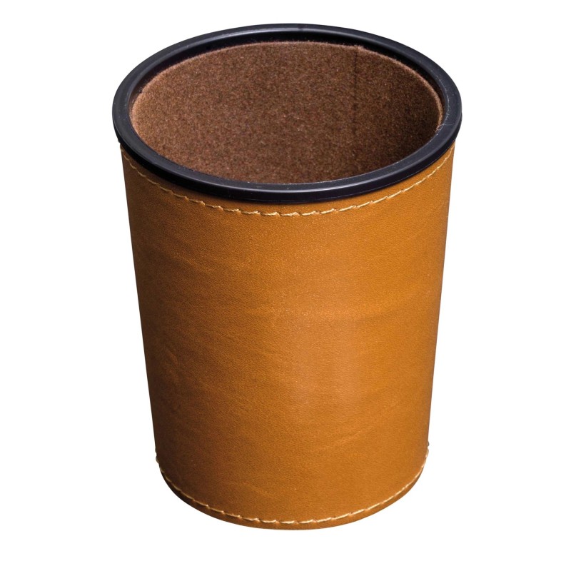 Gobelet - simili cuir - brun