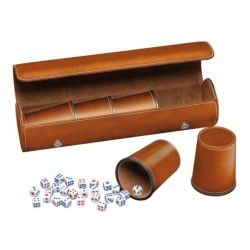 Würfelbecher, 5er Set mit Hülle, braun, inkl. 25 Würfel