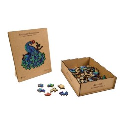 Artefact puzzle en bois 2 en 1 Paon 132 pcs