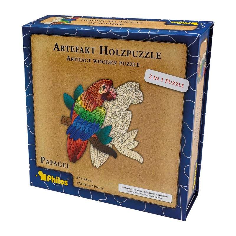 Artefakt Holzpuzzle 2 in 1 Papagei 172 Teile