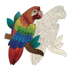 Artefact puzzle en bois 2 en 1 Perroquet 172 pcs