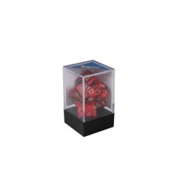 Würfel, oblivion, rot, 7er Set in Acrylbox