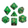 Dés, oblivion, vert, set de 7 pièces dans boîte acrylique
