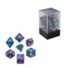 Dadi, oblivion, viola, set di 7 pezzi in scatola acrilica
