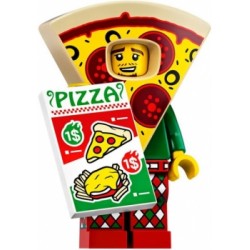 Homme en costume de pizza